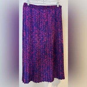 Andrea Gayle Vibrant Floral Midi Skirt in Purple and Pink Size Large